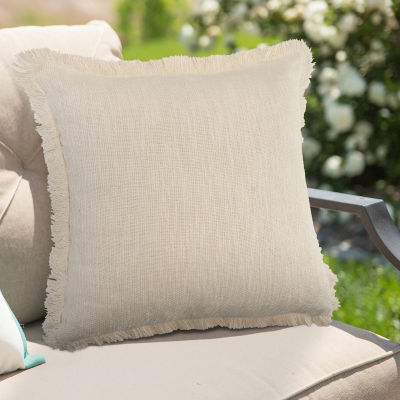 Sevita Solid Cotton Fringe Throw Pillow