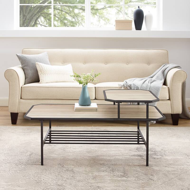 Middlebrook 44-inch Mixed Material Two-Tier Coffee Table - Birch