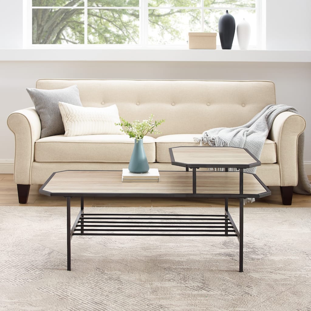 Walker Edison 44-inch Mixed Material Two-Tier Coffee Table