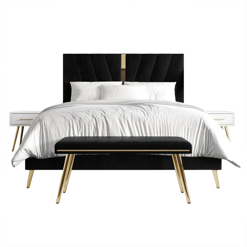 CraftPorch 4 Piece Contemporary Bedroom Set - Black - Full