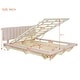 preview thumbnail 4 of 14, Pink Queen Velvet Upholstered Platform Bed w/ Hydrualic Storage, Floating Wood Bed Frame w/ LED Light & USB Port for Kids Adults