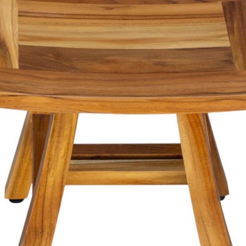 HomeRoots 14" Natural Teak Curvilinear Shower Bench