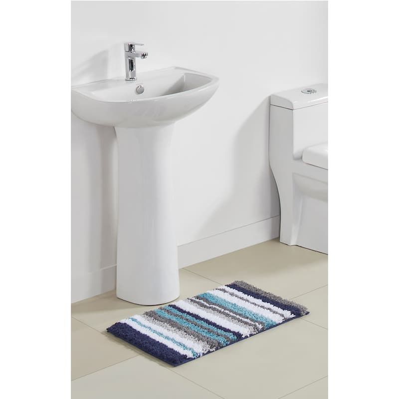 Better Trends Bath Rug 100% Polyester Super Absorbent Anti-Skid TPR Backing Bathroom Rug For Shower,Sink Mats Griffie Collection