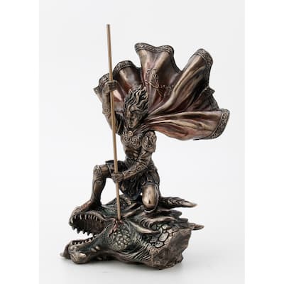 11.42" H THE DRAGON SLAYER Cold Cast Bronze - 5.91"x8.07"x11.42"