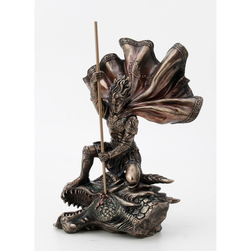11.42" H THE DRAGON SLAYER Cold Cast Bronze - 5.91"x8.07"x11.42"