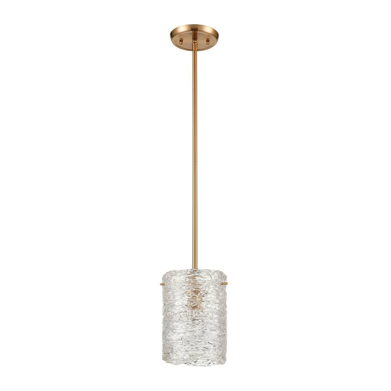 Chiseled Ice 7-inch Wide 1-Light Mini Pendant in Satin Brass - 7in W x 7in D x 8in H - Satin Brass