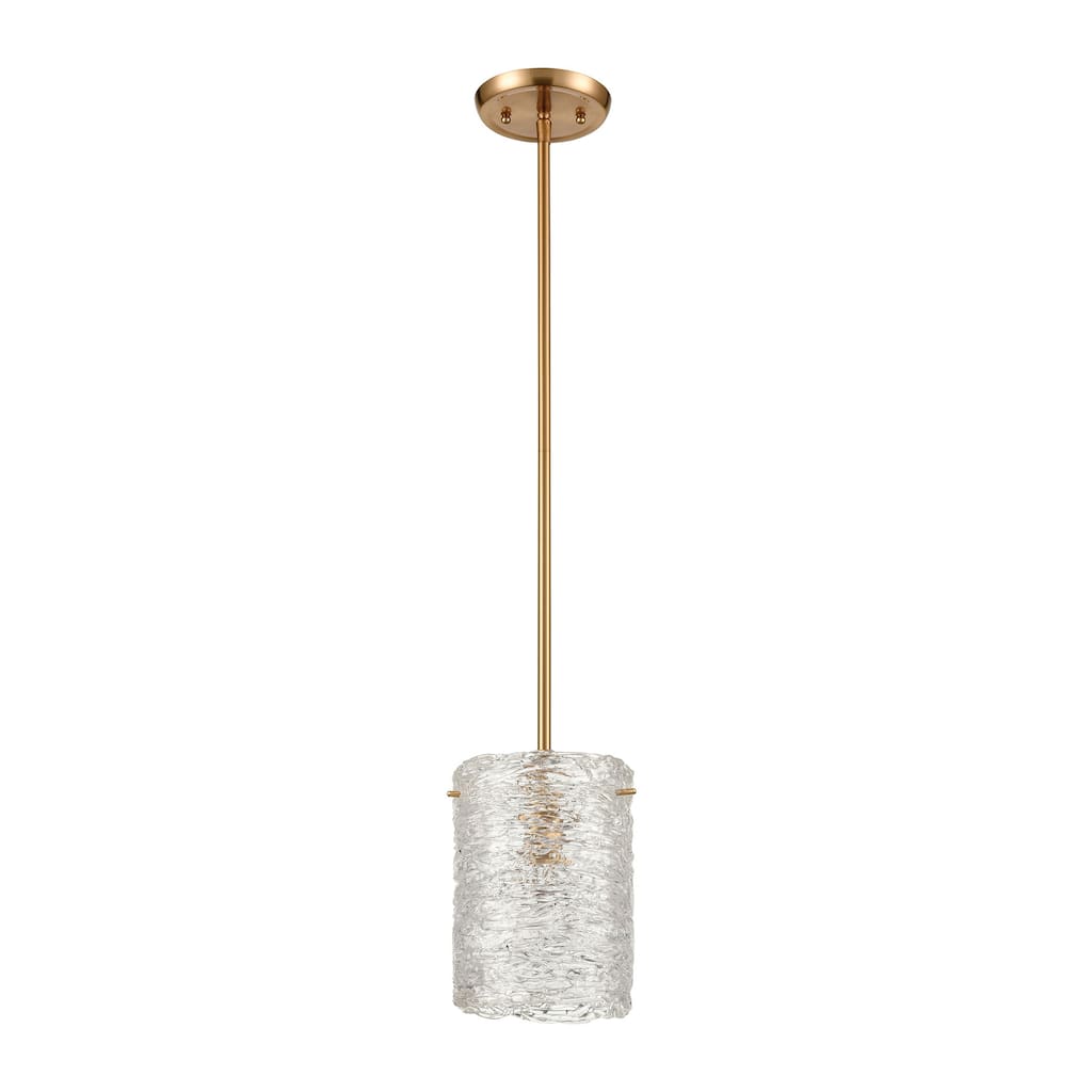Chiseled Ice 7-inch Wide 1-Light Mini Pendant in Satin Brass - 7in W x 7in D x 8in H