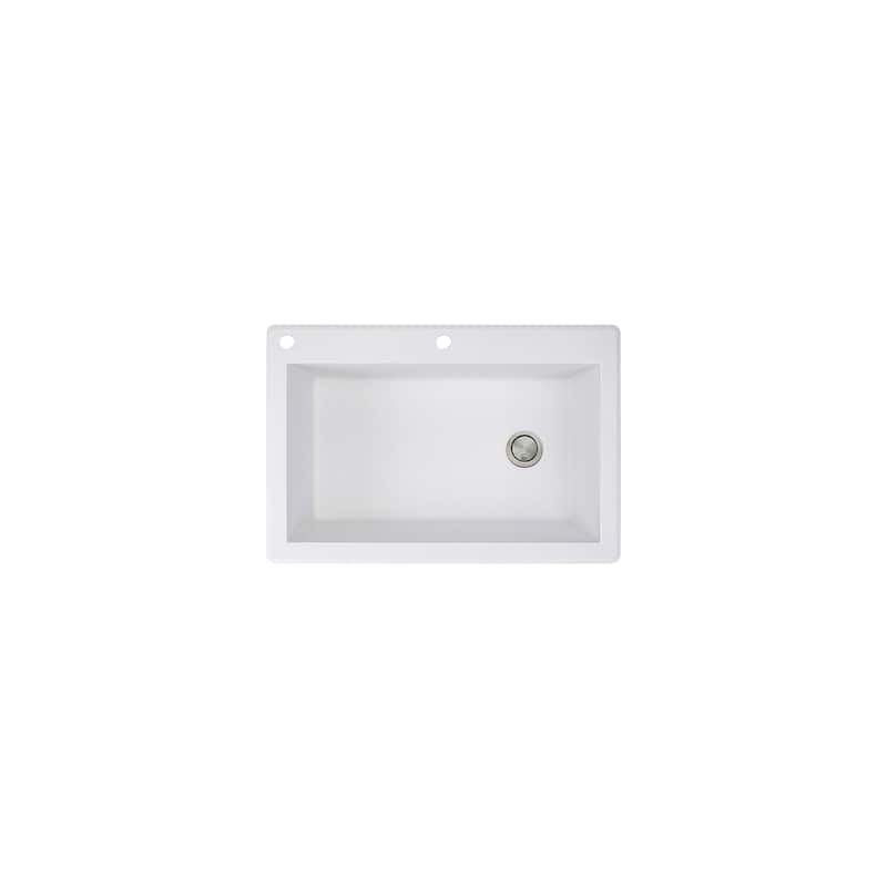 Transolid Radius 33in x 22in silQ Granite Drop-in Single Bowl Kitchen Sink with 1 Pre-Drilled Faucet Hole - 22" x 33" x 9.5"/CA