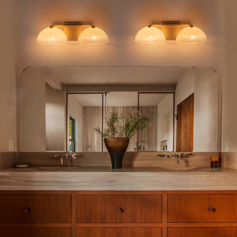 Modern Bowl-Shape Vanity Lights with Gradient White Glass Shades