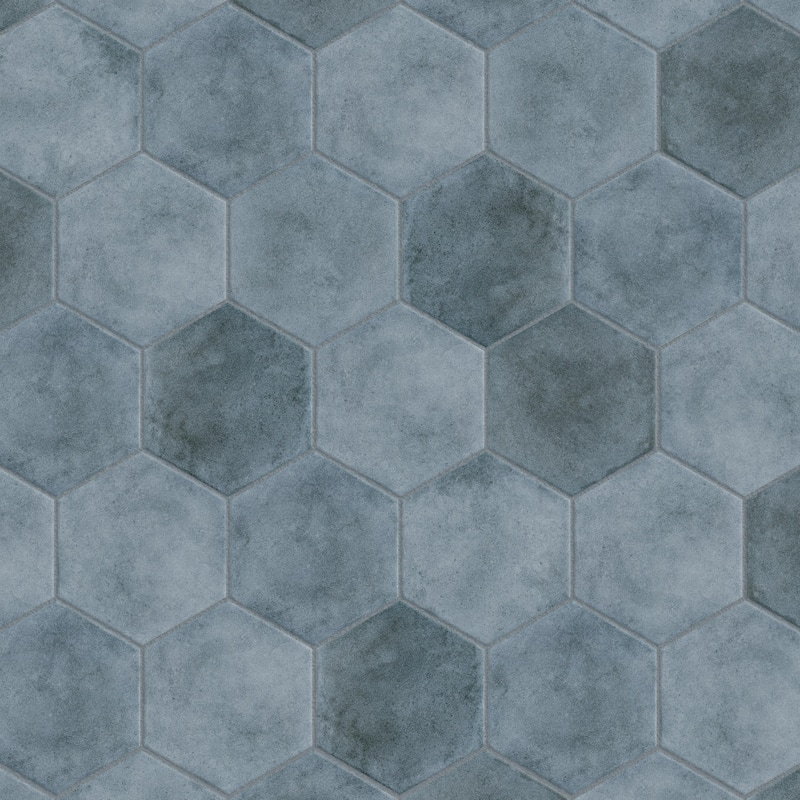 Merola Tile Matter Hex Blue 7-7/8" x 9" Porcelain Floor and Wall Tile