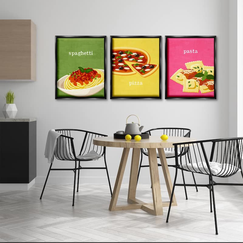 Stupell Italian Cuisine Meals Framed Floater Canvas Wall Art Design By Kim Allen (Set of 3)