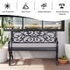 preview thumbnail 3 of 6, PHI VILLA Garden Bench Black Cast Iron Steel Frame 50 Inch Classic Flower Pattern - N/A