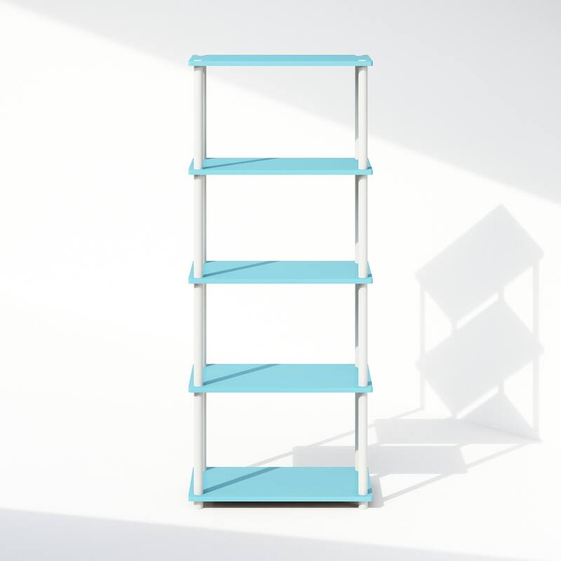57.4 in. Tall Light Blue/White Wood 4-Shelf Bookcase