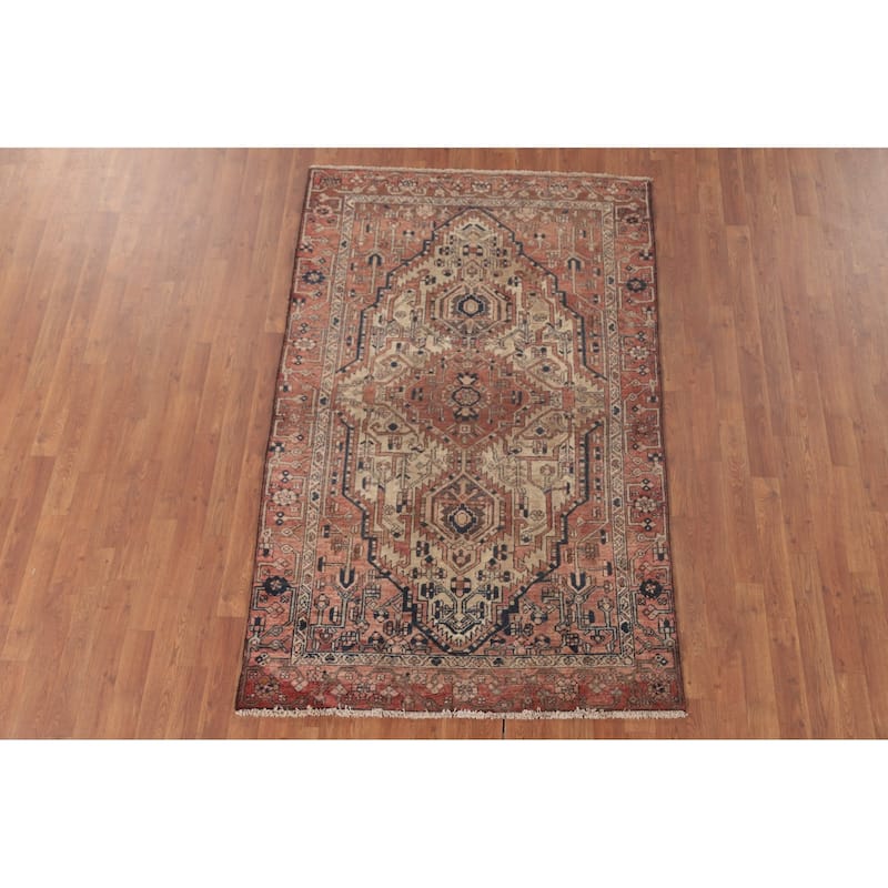 Geometric Bakhtiari Persian Antique Area Rug Wool Carpet - 4'1"x 6'6"