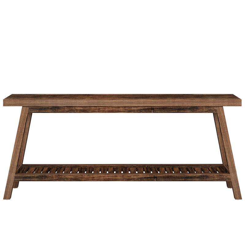 70.9"Extra Long Console Table,Solid Wood Entryway Table with 2-Tier Open Storage,Narrow Sofa Table Behind Couch