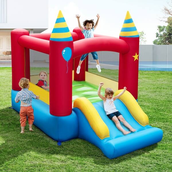 slide 2 of 11, Inflatable Kids Bounce Castle with 480W Blower - 74.5" x 102.5" x 81" (L x W x H) 74.5" x 102.5" x 81" (L x W x H)
