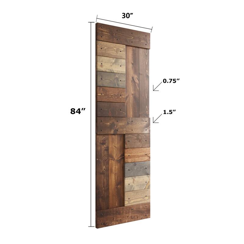 Coast Sequoia 24in./30in./36in./42in. x 84in. S Series Multi-Color Pine Wood Sliding Barn Door With Hardware Kit