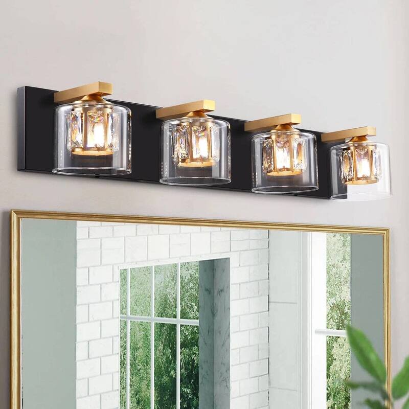 Kolt Black & Gold Traditional 4-Light Bathroom Vanity Light