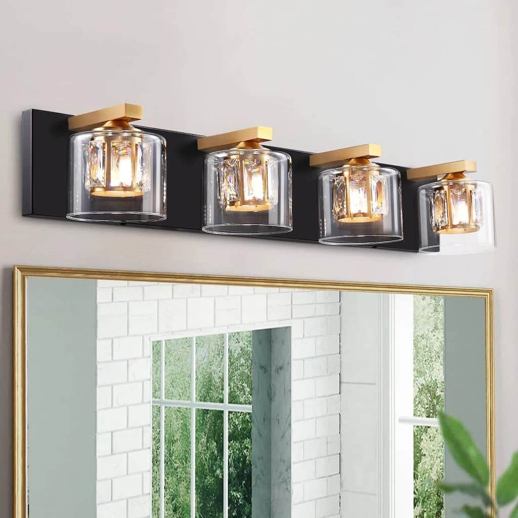Kolt Black & Gold Traditional 4-Light Bathroom Vanity Light