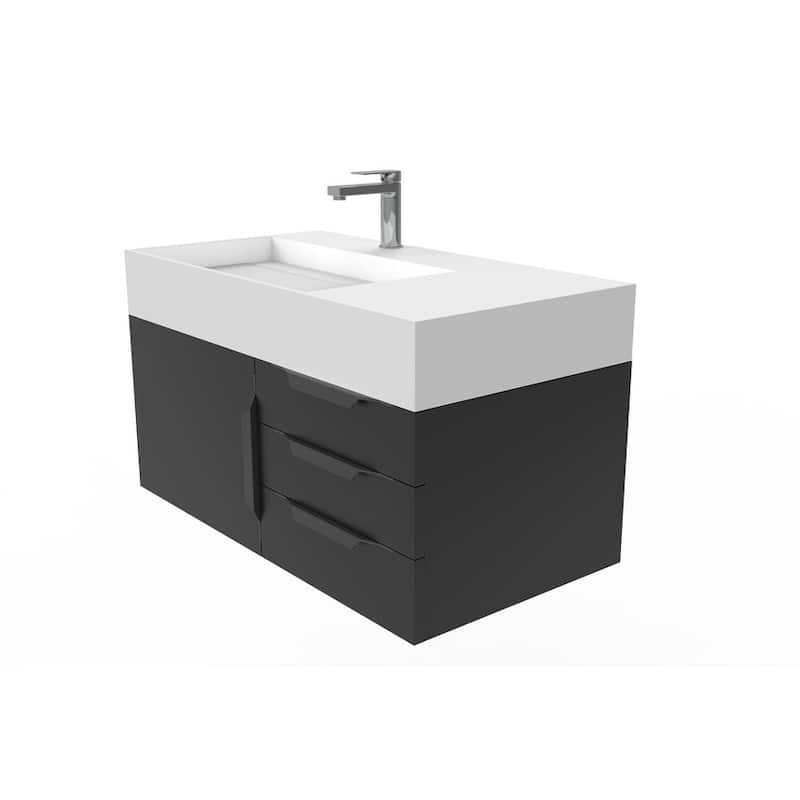 Amazon 36" Wall Mounted Bathroom Vanity Set w/ White Top