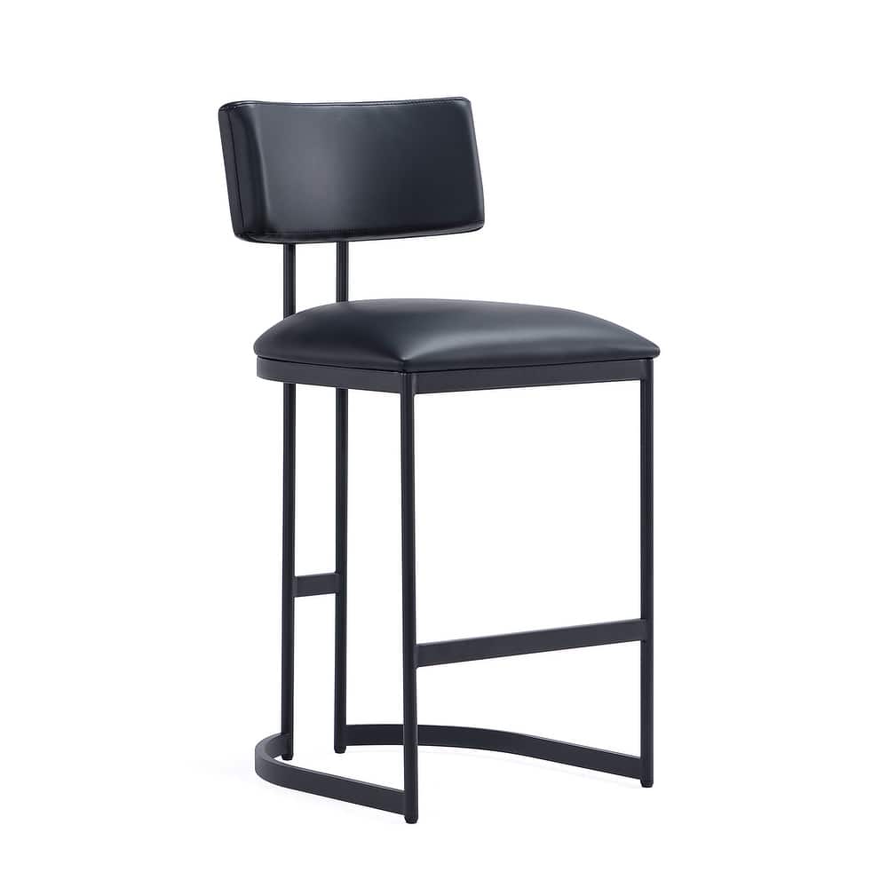 Manhattan Comfort Juno Vegan Leather Metal Counter Stool