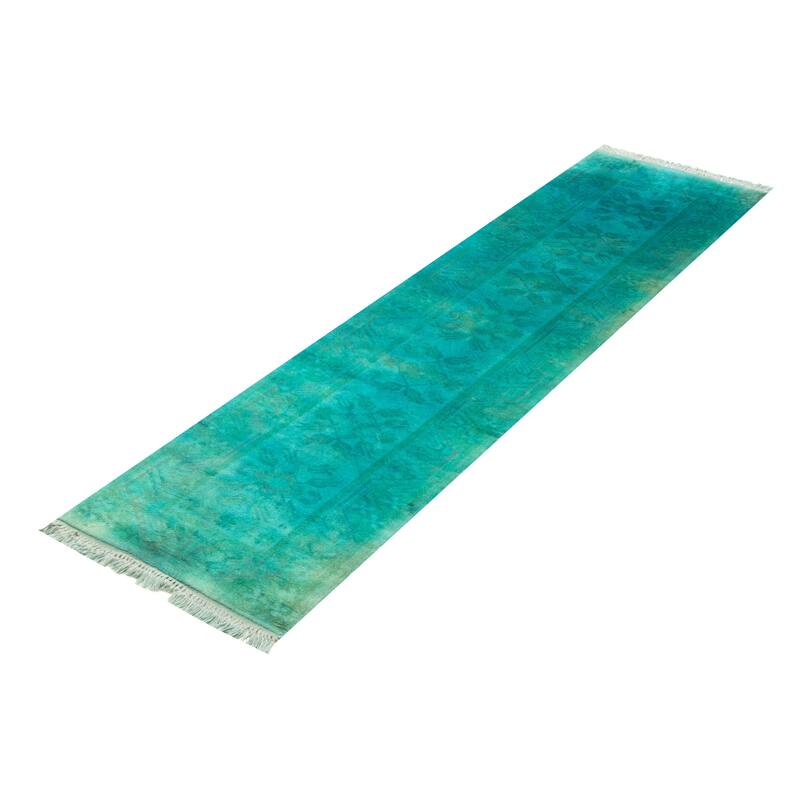 ECARPETGALLERY Hand-knotted Color Transition Teal Wool Rug - 2'8 x 3'10