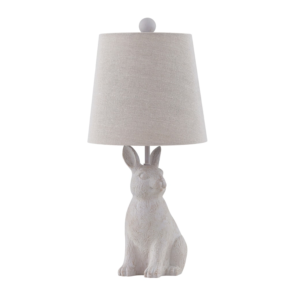 19"H White Resin Rabbit Table Lamp With Shade - 9" x 9" x 19"