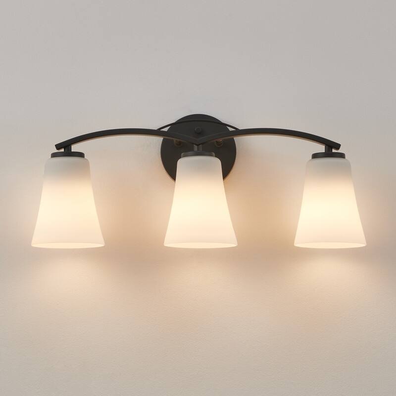 KAWOTI 3-Light Dimmable Bathroom Vanity with Frosted Glass