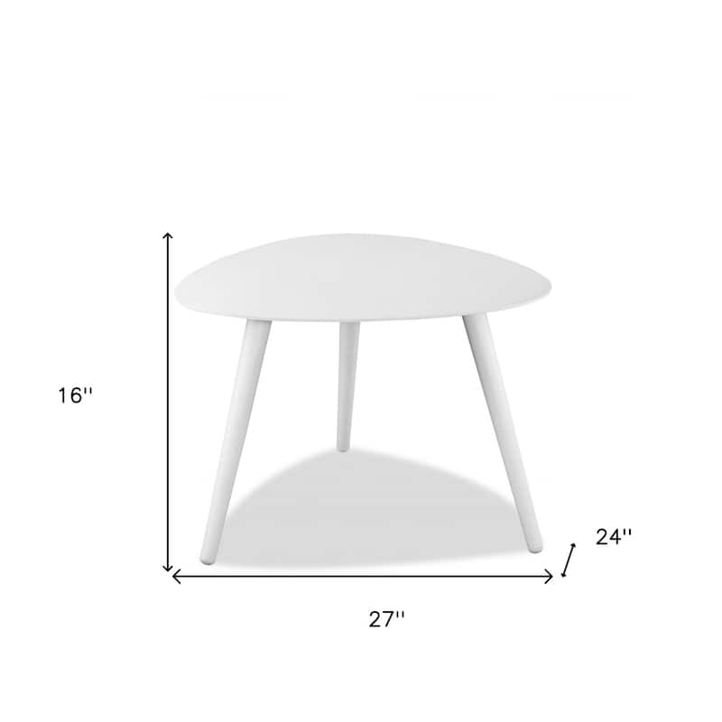 Contemporary 27” White Aluminum End Table with Minimalist 3-Leg Base for Living Rooms - 27”L x 24”W x 16”H