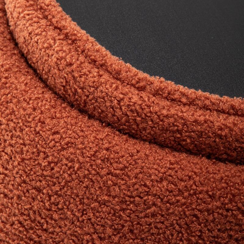 SEYNAR 25" Faux Sherpa Round Storage Ottoman - Large Cozy Bouclé Footrest Stool