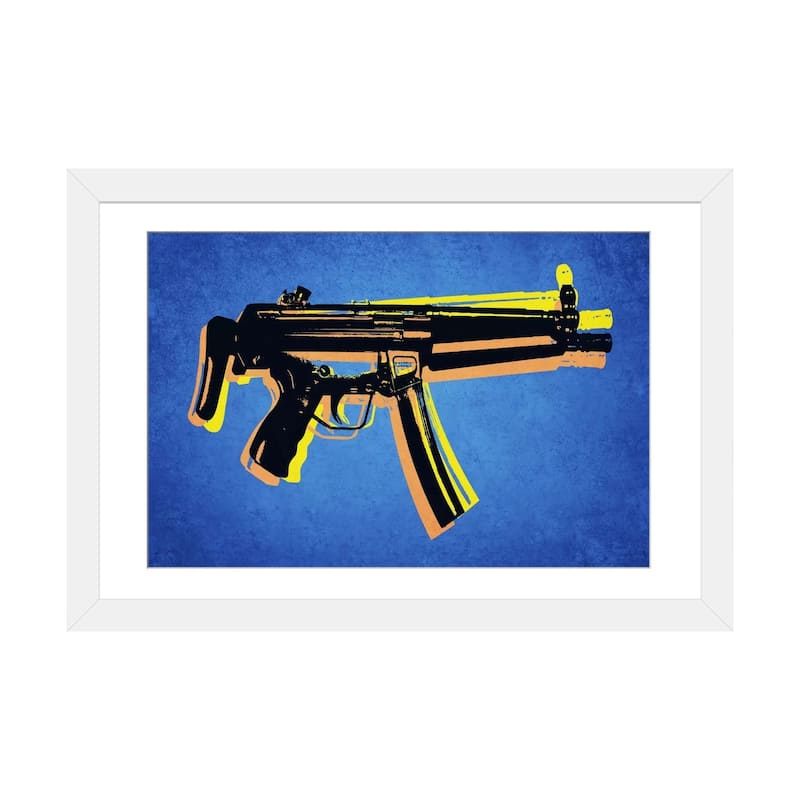 iCanvas "MP5 Sub Machine Gun" by Michael Tompsett - White - 24x32x1