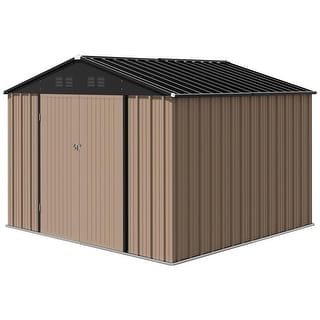 Outdoor Storage Shed House, Heavy Duty Steel Metal Sheds with Doors for Patio Garden Backyard