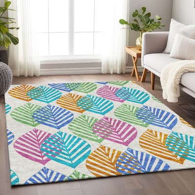 Premium Washable Super Soft Farmhouse Leaves Mayfield Rug