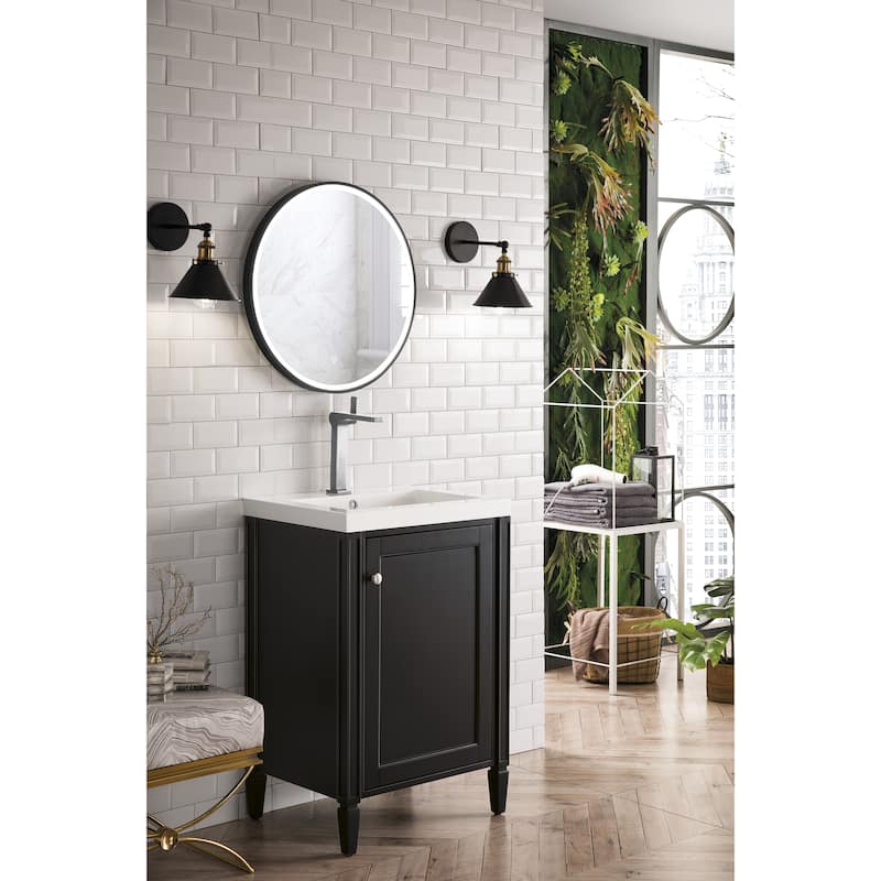 James Martin Vanities Britannia 24" Single Vanity Cabinet, w/Glossy White Composite Stone Countertop