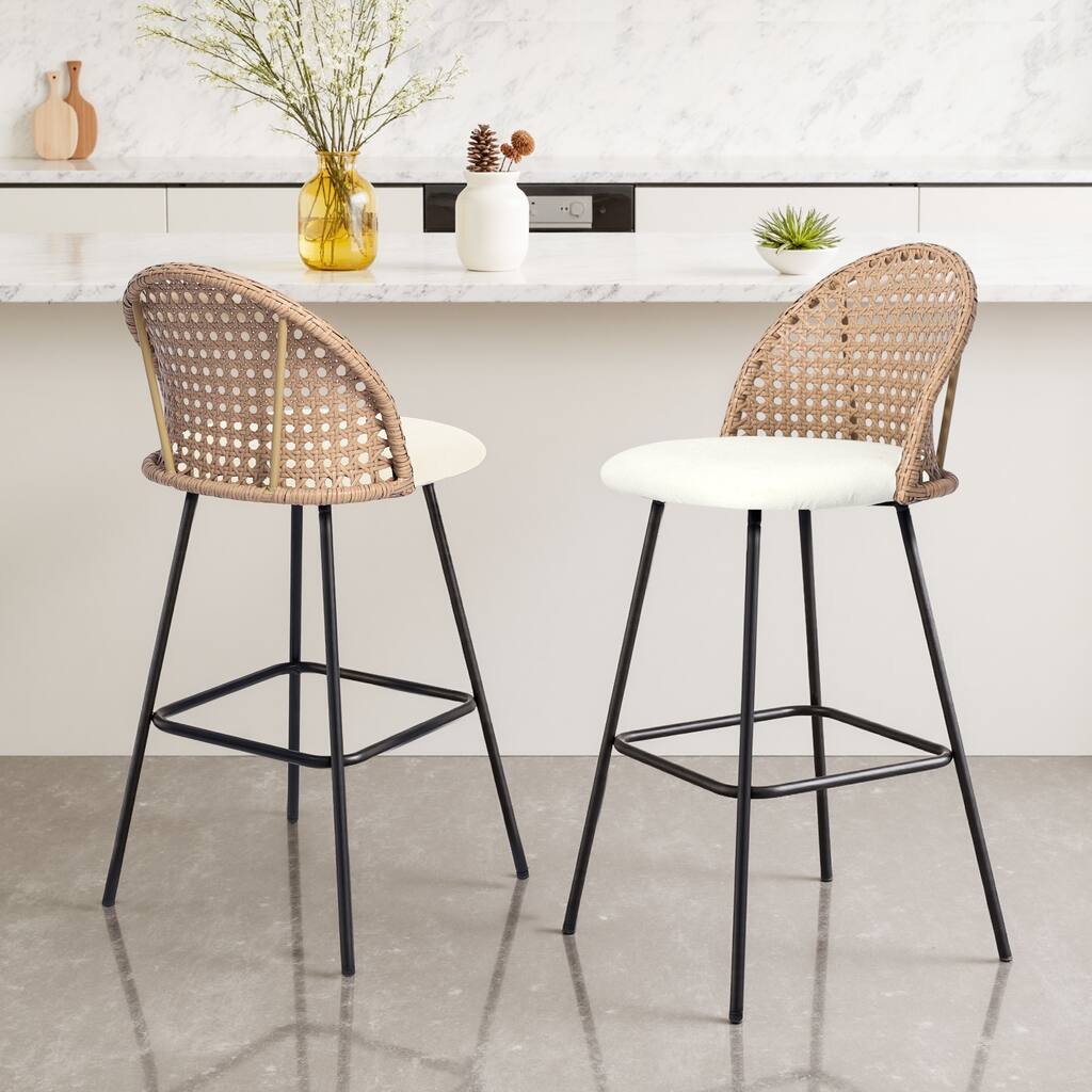 29.52"H Set of 2 Upholstered Bar Stools/ Counter Stools with Metal Leg - Set of 2