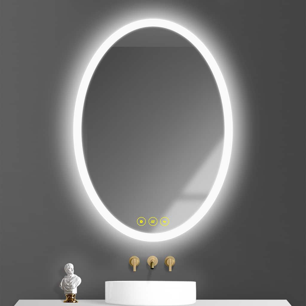 LuminaMirror 20x28" Oval Frameless LED Anti-Fog Dimmable Bathroom Vanity Mirror - Clear