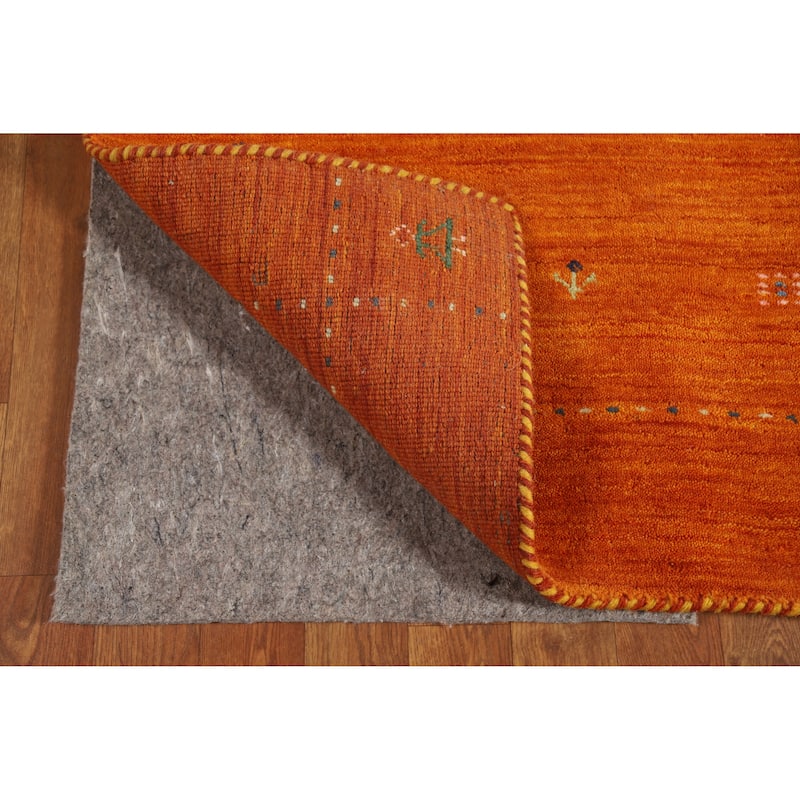 Orange Tribal Gabbeh Indian Rug Hand-Knotted Wool Carpet - 4'1"x 5'10"
