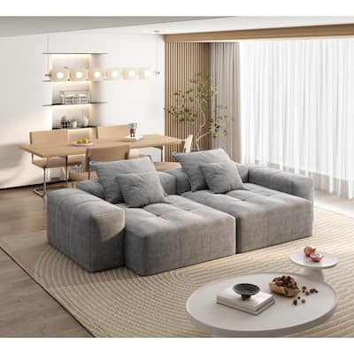 Modern Oversized Modular Sectional Sofa, Grey, Foam+Spring, No Assembly Required