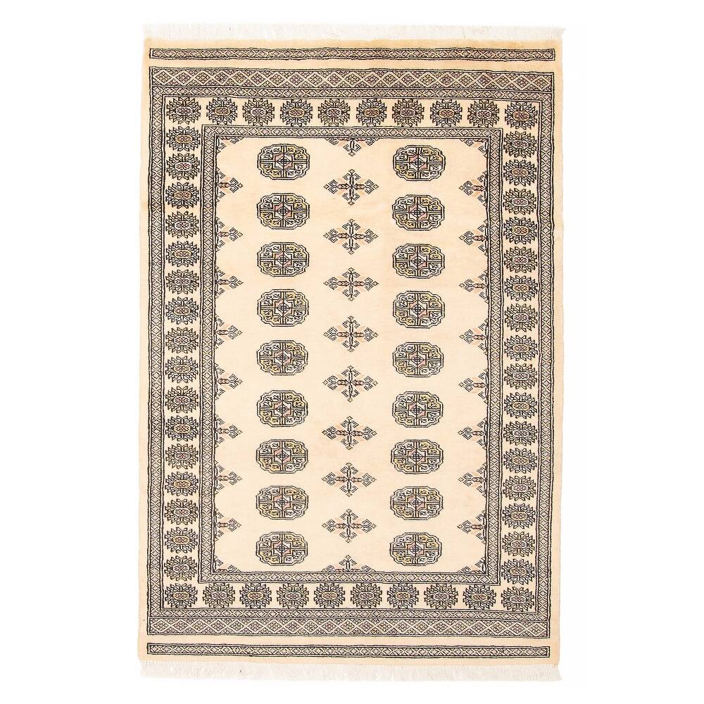ECARPETGALLERY Hand-knotted Peshawar Bokhara Beige Wool Rug - 4'1 x 6'0