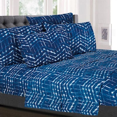 Sweet Home Collection 6 Piece Printed Monroe Ultra Soft Microfiber Sheet Set