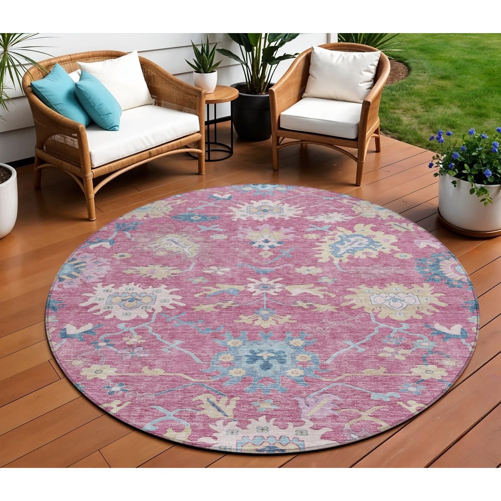 HomeRoots Floral Transitional Rectangle Outdoor Rug