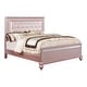 preview thumbnail 5 of 6, Furniture of America Dzhebel Modern 2-Piece Rose Gold Faux Leather Tufted Headboard Kids Panel Bed and Dresser Set