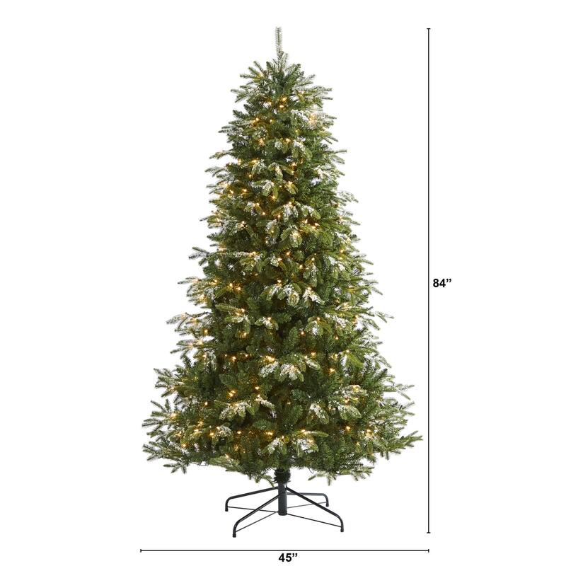7ft. Snowed Grand Artificial Christmas Tree with 500 Clear Lights & 1050 Branches - Winter Wonderland Holiday X-Mas Tree