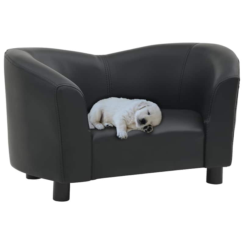 vidaXL Dog Sofa Black 26.4"x16.1"x15.4" Faux Leather - 26.4" x 16.1" x 15.4"