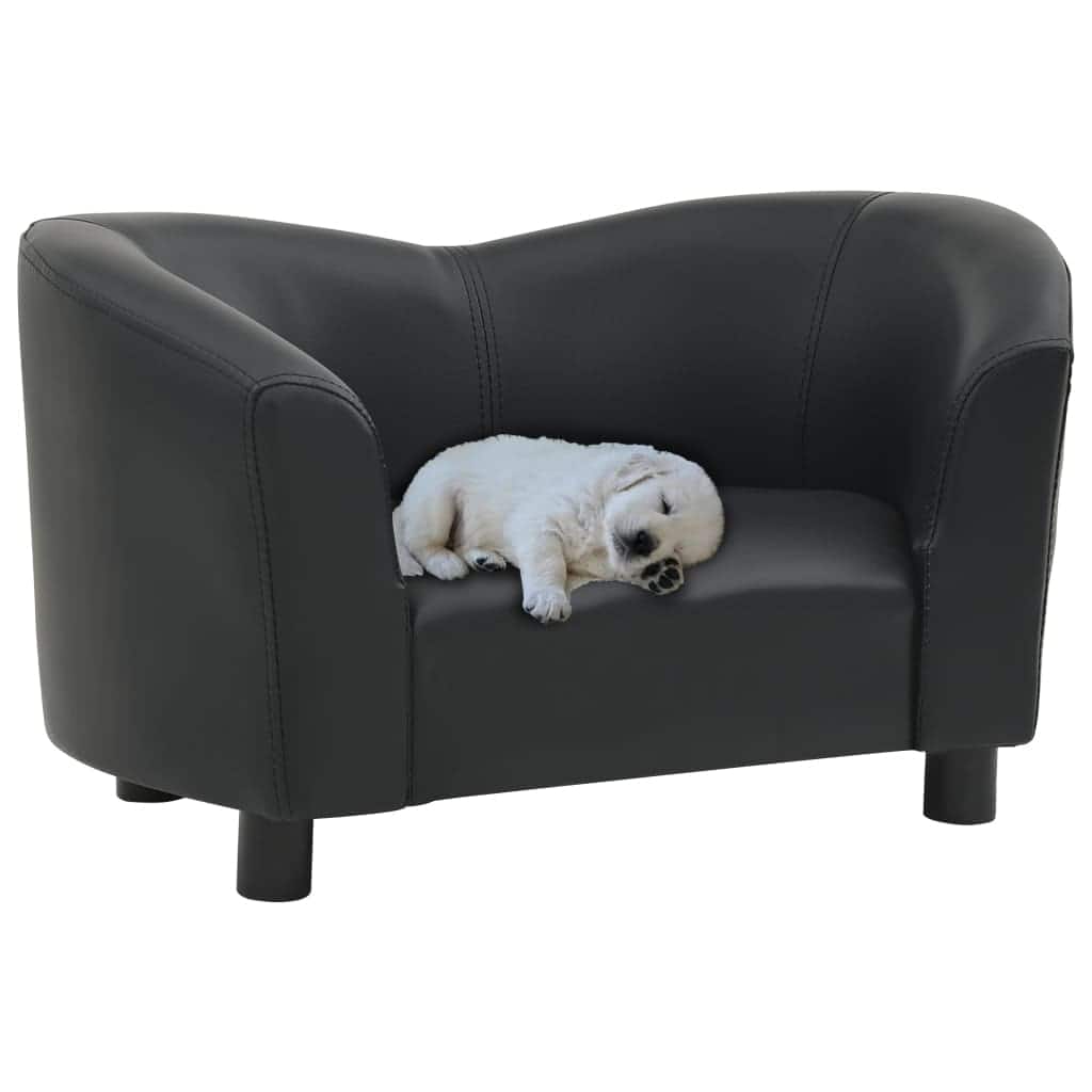 vidaXL Dog Sofa Black 26.4"x16.1"x15.4" Faux Leather - 26.4" x 16.1" x 15.4"