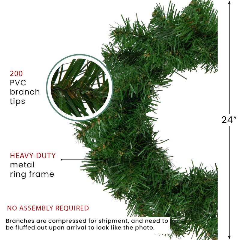 Deluxe Dorchester Full Pine Artificial Christmas Wreath 24 Inch Unlit