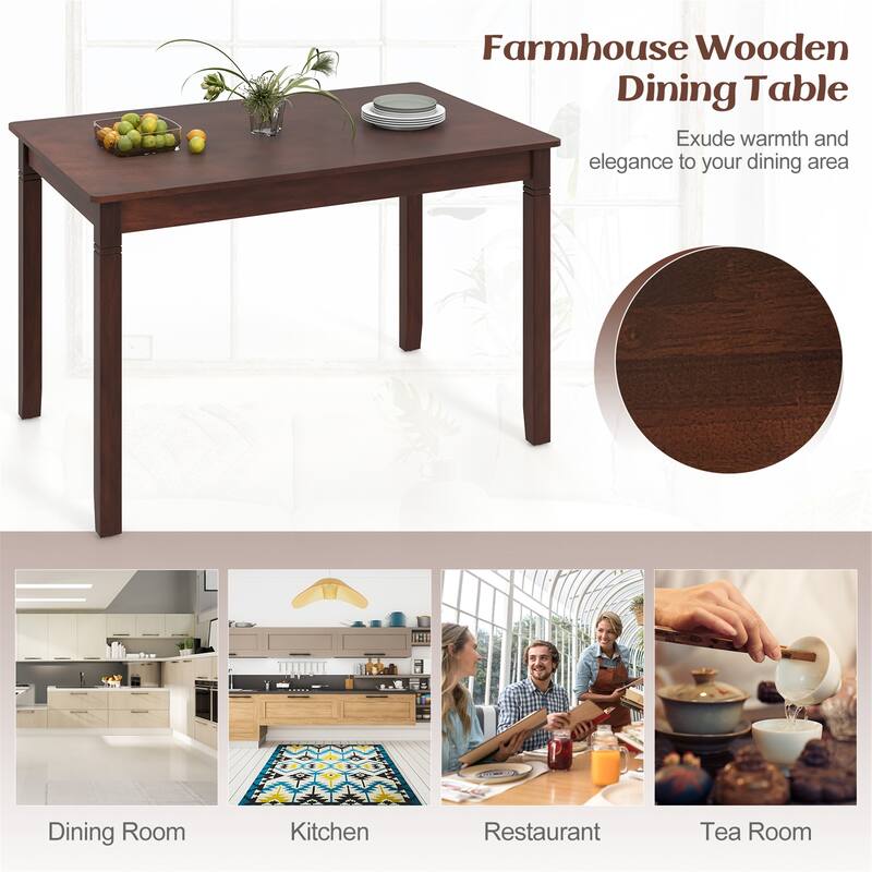 Gymax 48'' Wooden Dining Table for 4 People w/ Rubber Wood Legs