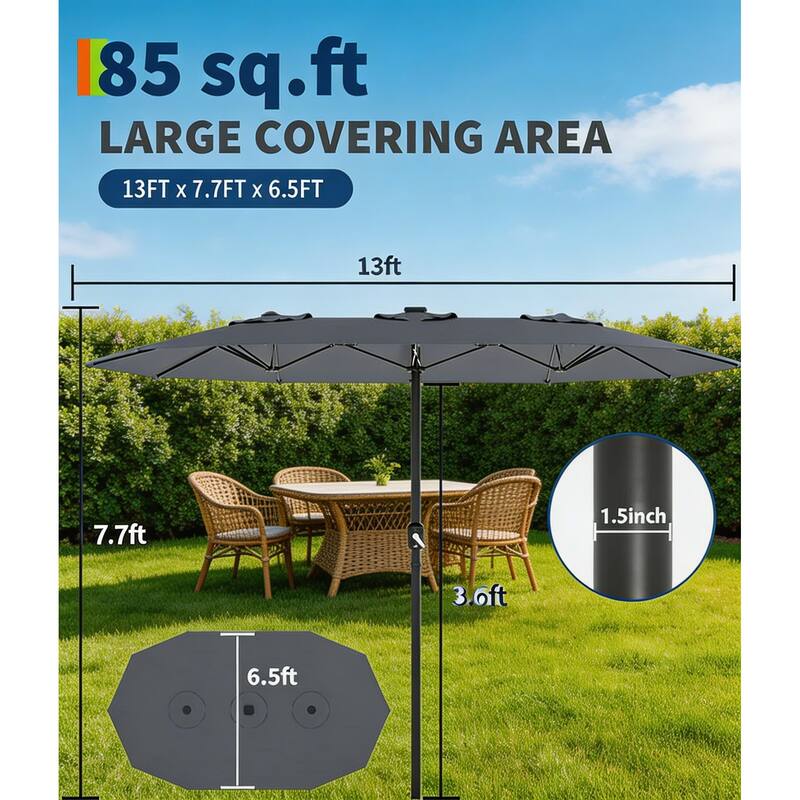 13ft Patio Umbrella, with Double Canopy, No Base