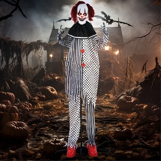 Creepy Clown Halloween Decoration with Glowing Red Eyes & Vibrating Body - Touch/Sound Activated