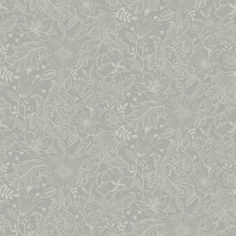 A-Street Prints Wilma Grey Block Print Wallpaper